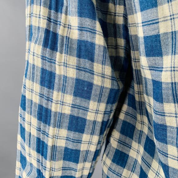 RRL by RALPH LAUREN Size XL Blue Cream Plaid Cotton Long Sleeve Shirt - Picture 5 of 10